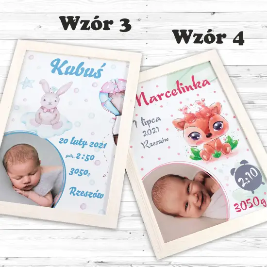 METRYCZKA ze zdjęciem prezent na chrzest z ramką A4 PR 489